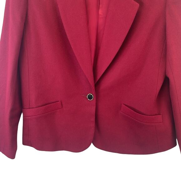Koret Wool Red Black Velvet Collar Vintage 1 Button Two Pockets Lined Jacket 14 - Picture 6 of 14